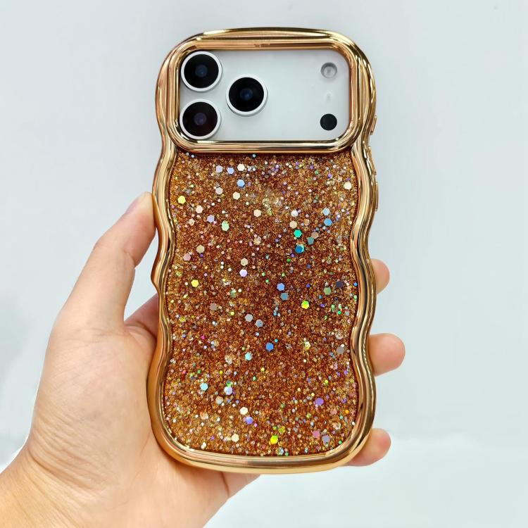 For iPhone 17 Pro Wave Glitter Sequined Electroplated Phone Case