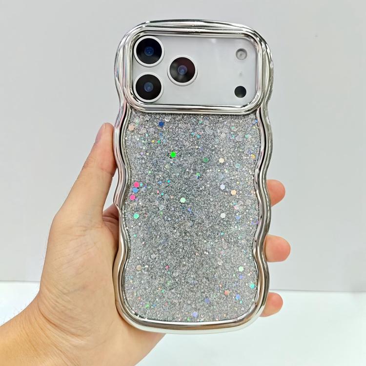 For iPhone 17 Pro Wave Glitter Sequined Electroplated Phone Case