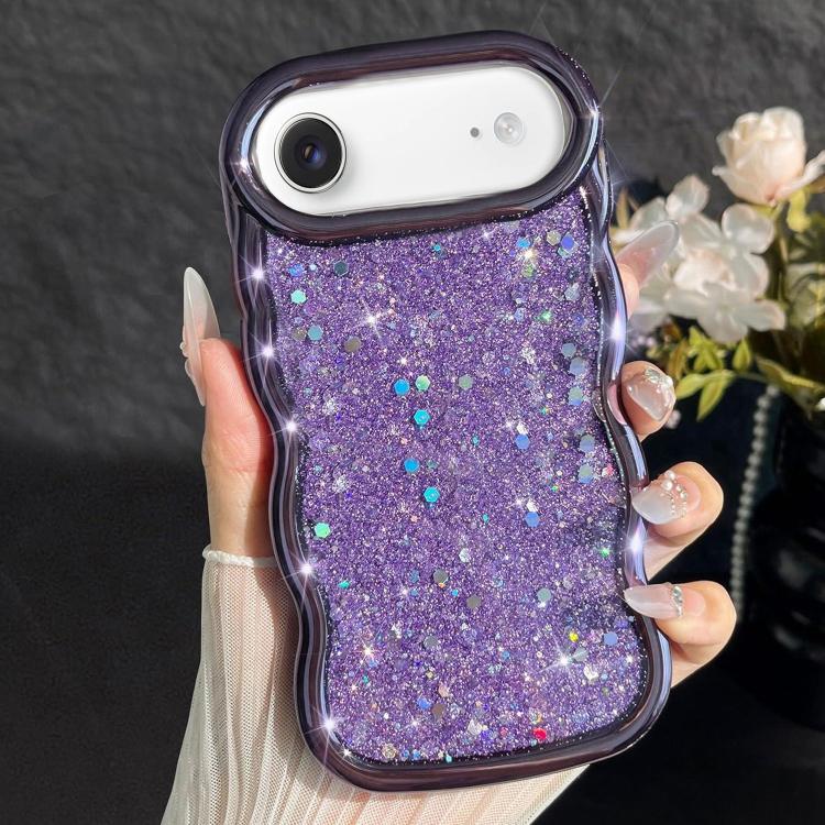 For iPhone Air Wave Glitter Sequined Electroplated Phone Case