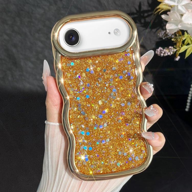 For iPhone Air Wave Glitter Sequined Electroplated Phone Case