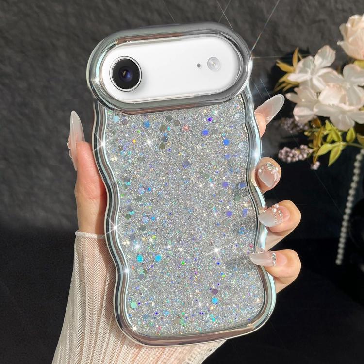 For iPhone Air Wave Glitter Sequined Electroplated Phone Case
