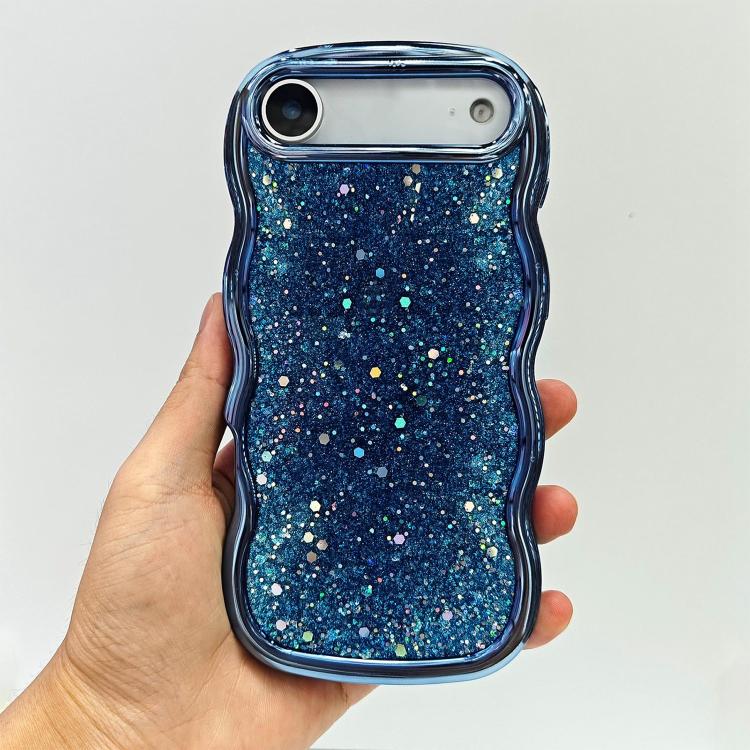 For iPhone 17 Wave Glitter Sequined Electroplated Phone Case