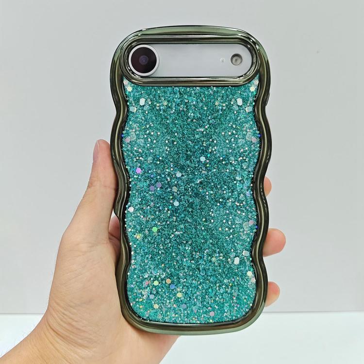 For iPhone 17 Wave Glitter Sequined Electroplated Phone Case