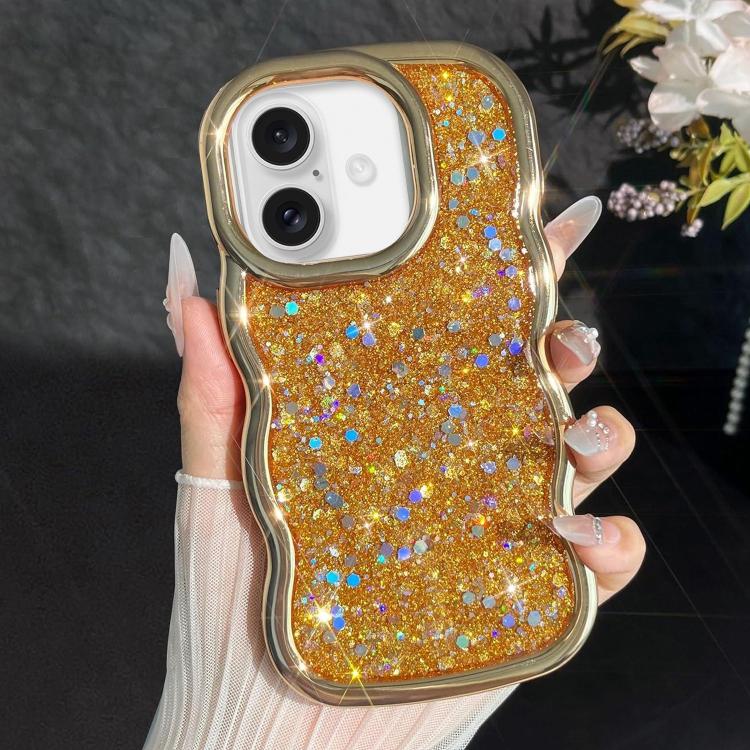 For iPhone 17 Wave Glitter Sequined Electroplated Phone Case