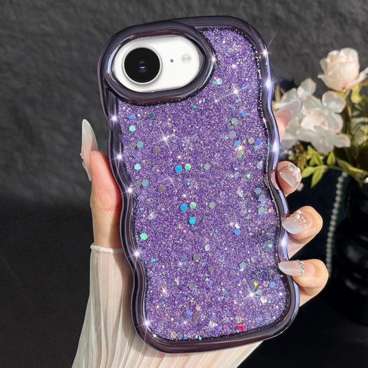 For iPhone 17e / 16e Wave Glitter Sequined Electroplated Phone Case