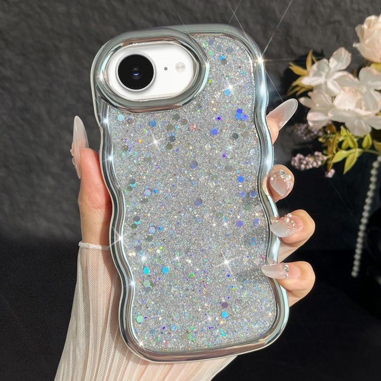 For iPhone 17e / 16e Wave Glitter Sequined Electroplated Phone Case