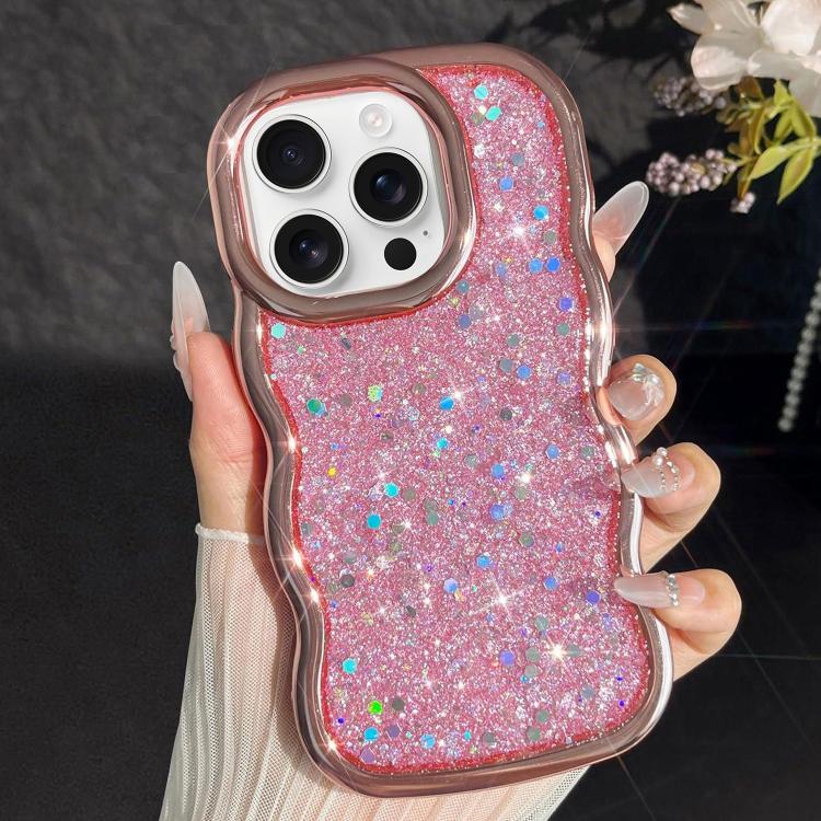 For iPhone 16 Pro Max Wave Glitter Sequined Electroplated Phone Case