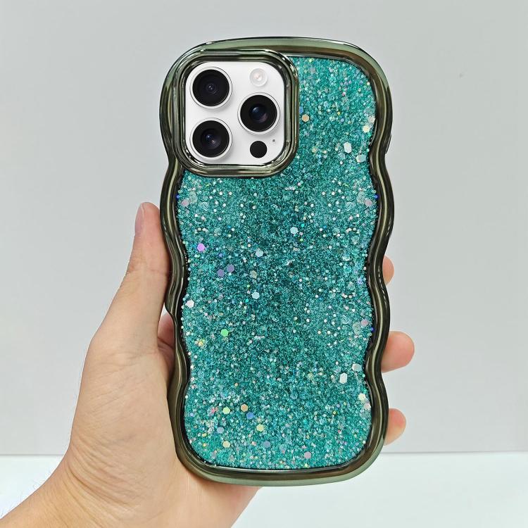 For iPhone 16 Pro Max Wave Glitter Sequined Electroplated Phone Case