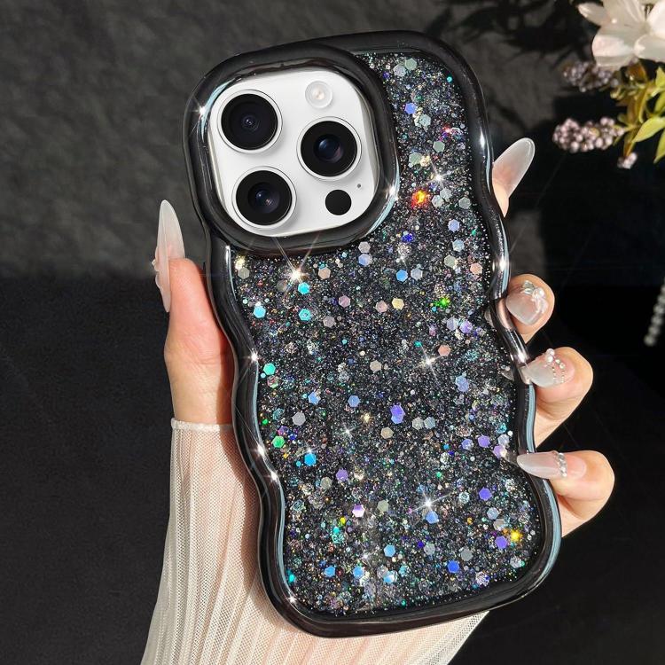 For iPhone 16 Pro Wave Glitter Sequined Electroplated Phone Case