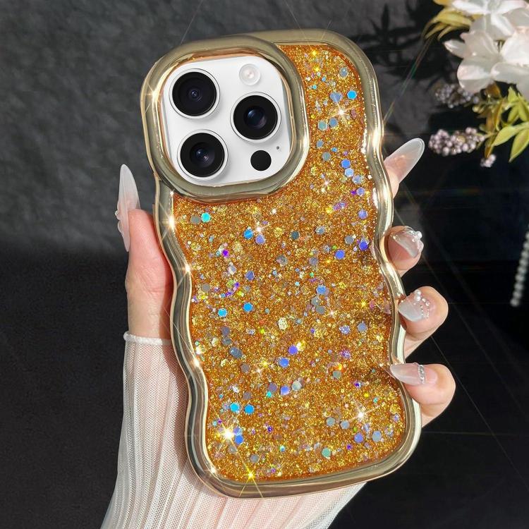 For iPhone 16 Pro Wave Glitter Sequined Electroplated Phone Case