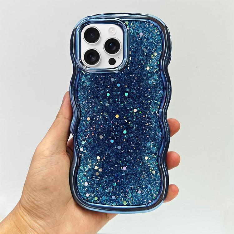 For iPhone 16 Pro Wave Glitter Sequined Electroplated Phone Case