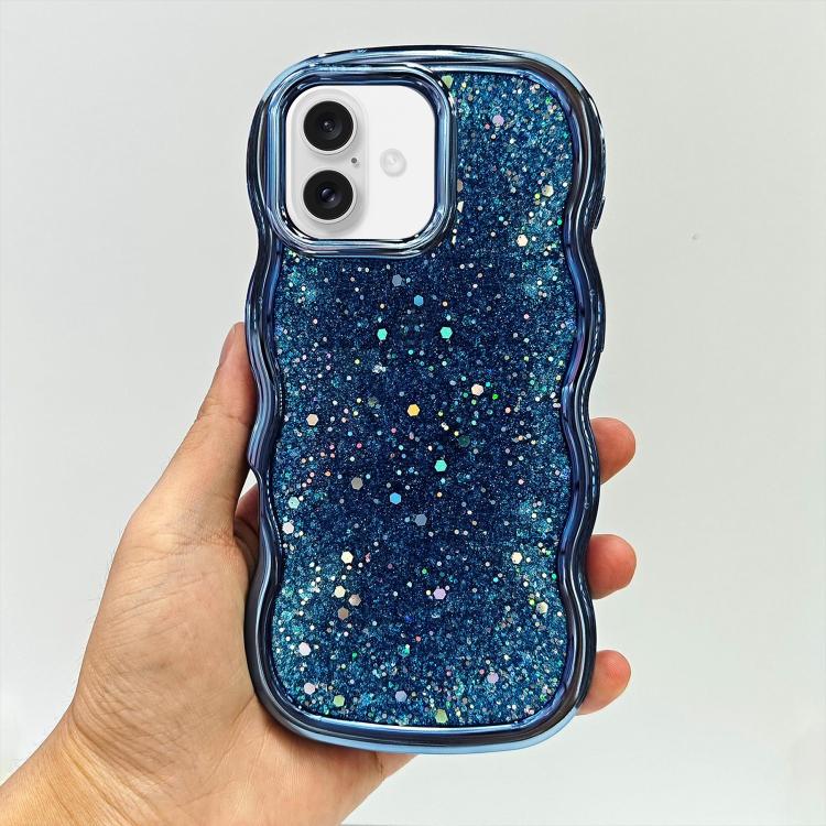 For iPhone 16 Plus Wave Glitter Sequined Electroplated Phone Case