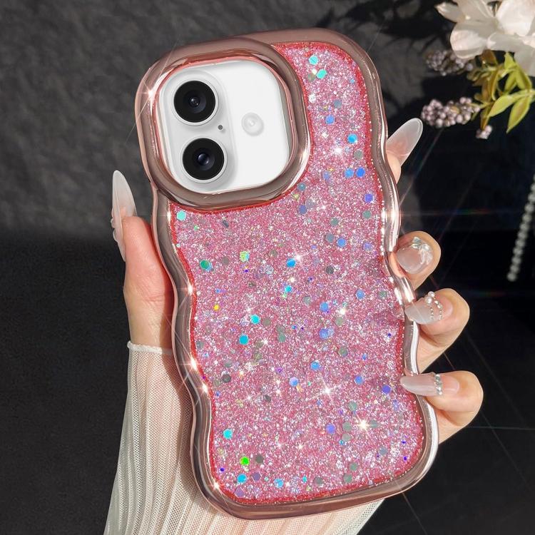 For iPhone 16 Wave Glitter Sequined Electroplated Phone Case