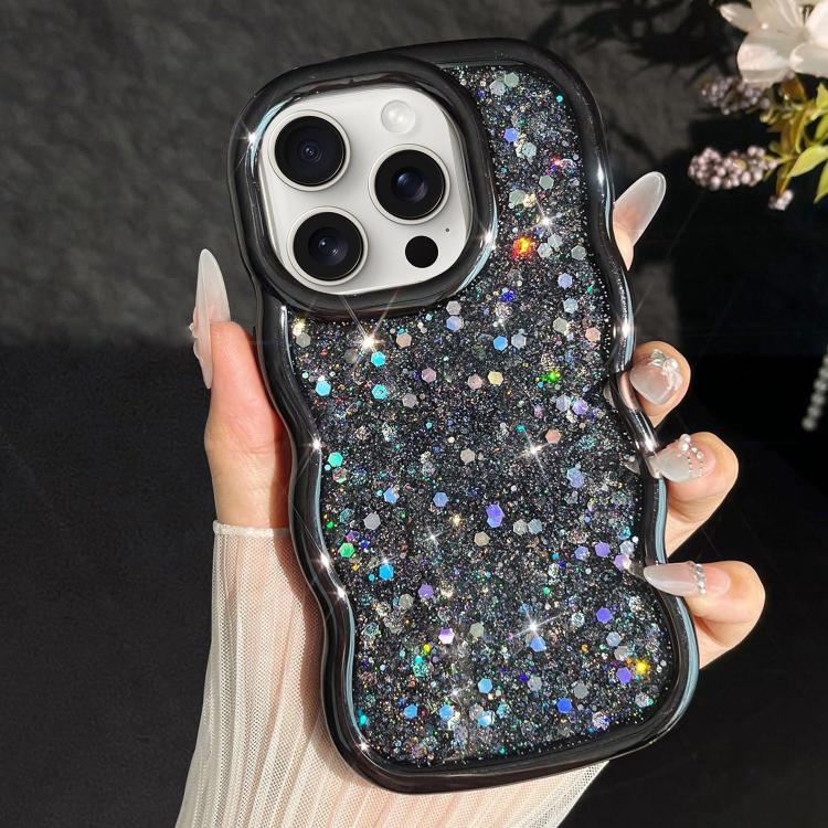 For iPhone 15 Pro Max Wave Glitter Sequined Electroplated Phone Case