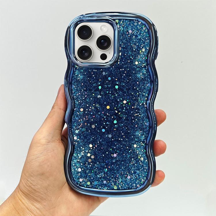 For iPhone 15 Pro Max Wave Glitter Sequined Electroplated Phone Case