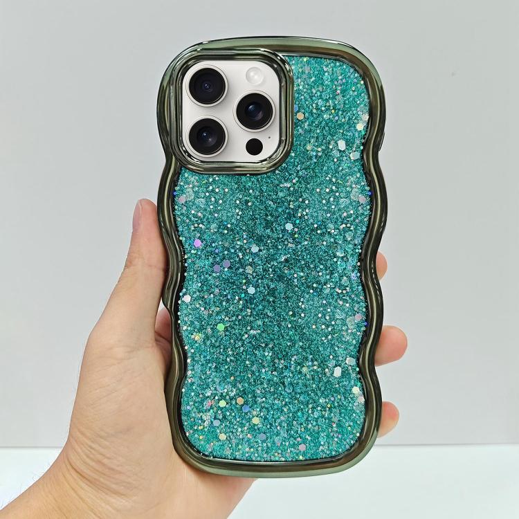 For iPhone 15 Pro Max Wave Glitter Sequined Electroplated Phone Case