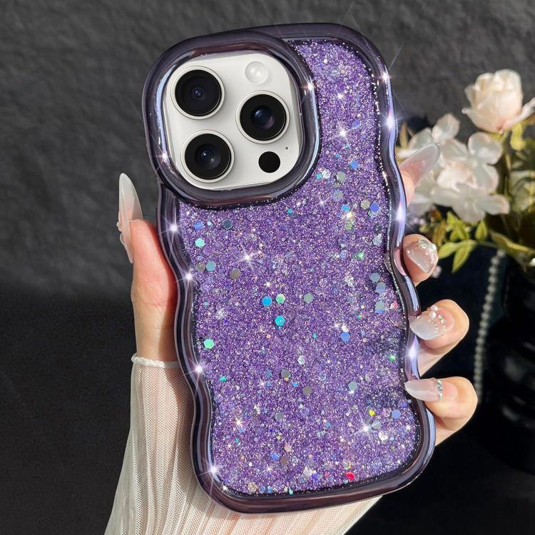 For iPhone 15 Pro Wave Glitter Sequined Electroplated Phone Case