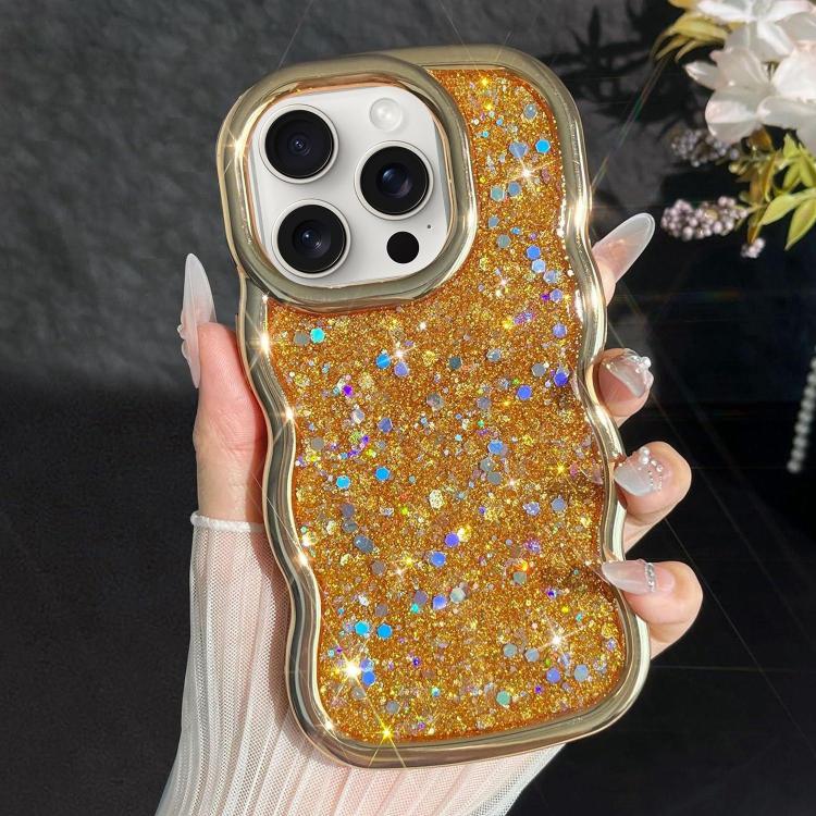 For iPhone 15 Pro Wave Glitter Sequined Electroplated Phone Case
