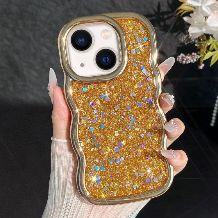 For iPhone 15 Plus Wave Glitter Sequined Electroplated Phone Case