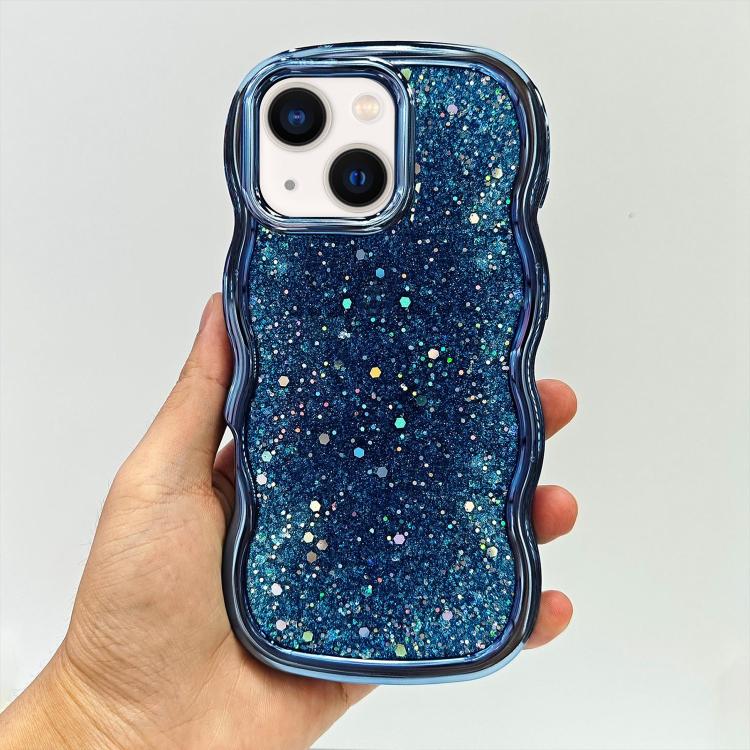 For iPhone 15 Plus Wave Glitter Sequined Electroplated Phone Case