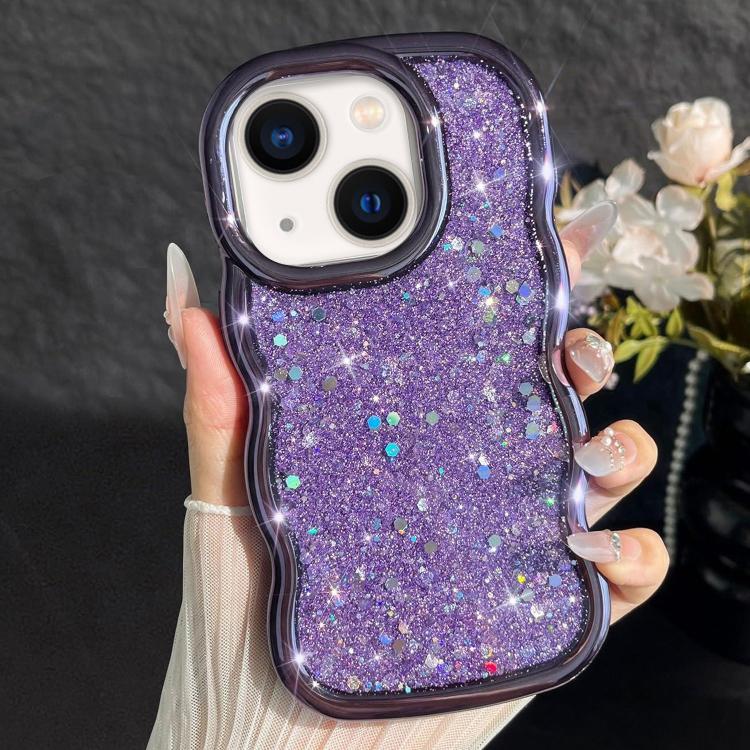 For iPhone 14 Plus Wave Glitter Sequined Electroplated Phone Case