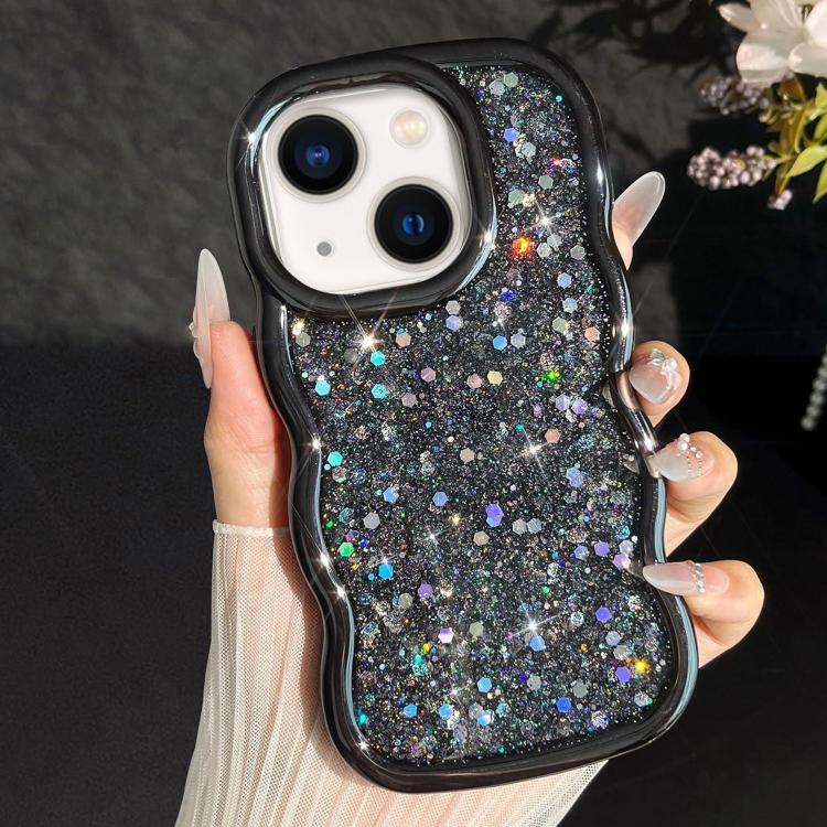 For iPhone 14 Wave Glitter Sequined Electroplated Phone Case
