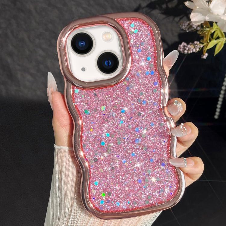 For iPhone 14 Wave Glitter Sequined Electroplated Phone Case