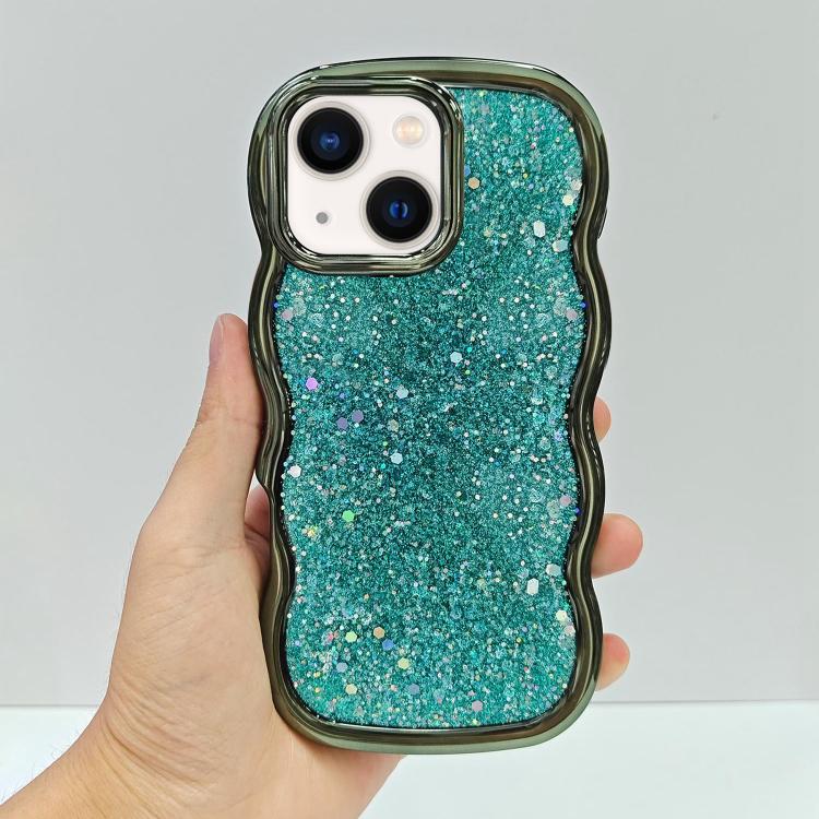 For iPhone 14 Wave Glitter Sequined Electroplated Phone Case