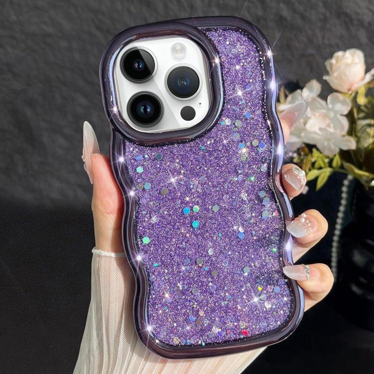 For iPhone 14 Pro Wave Glitter Sequined Electroplated Phone Case