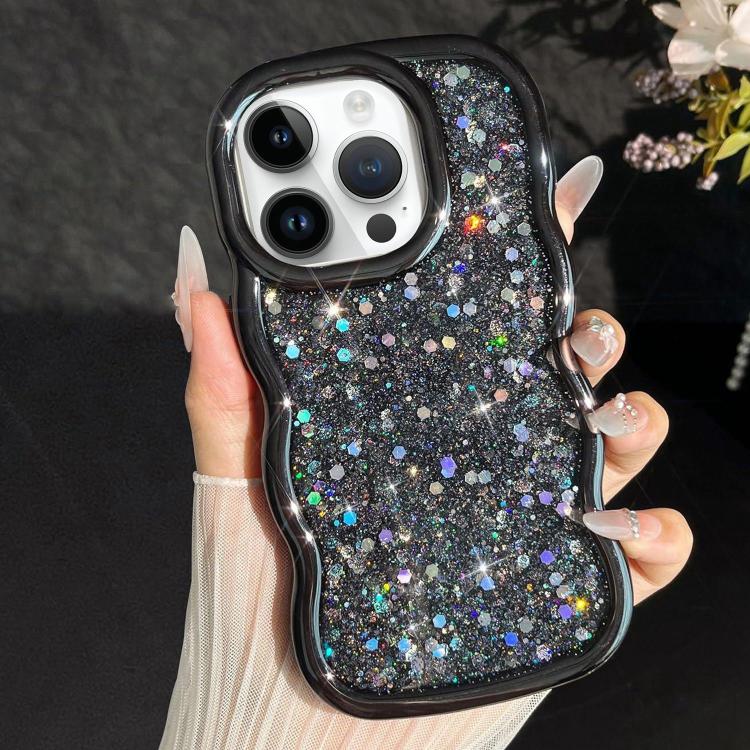 For iPhone 14 Pro Max Wave Glitter Sequined Electroplated Phone Case
