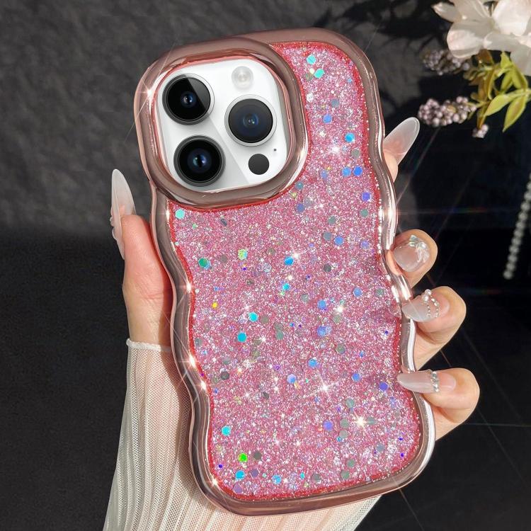 For iPhone 13 Pro Max Wave Glitter Sequined Electroplated Phone Case