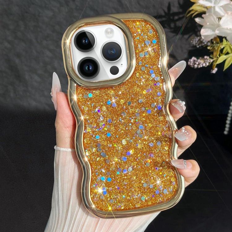 For iPhone 13 Pro Max Wave Glitter Sequined Electroplated Phone Case