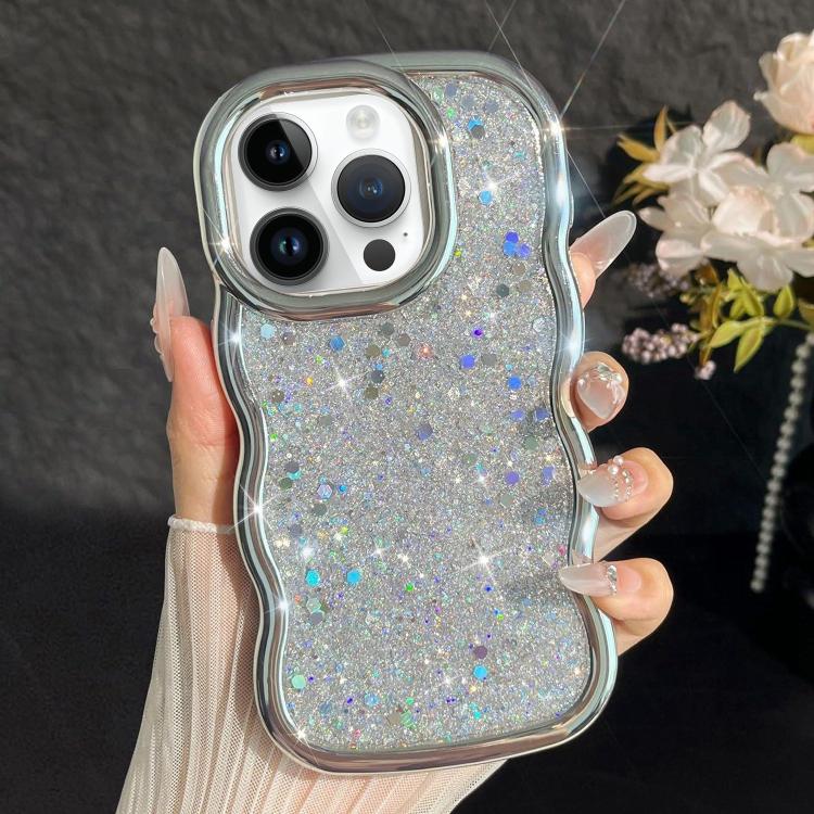 For iPhone 13 Pro Max Wave Glitter Sequined Electroplated Phone Case