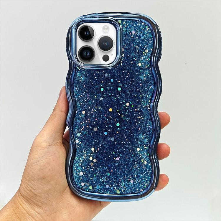 For iPhone 13 Pro Max Wave Glitter Sequined Electroplated Phone Case