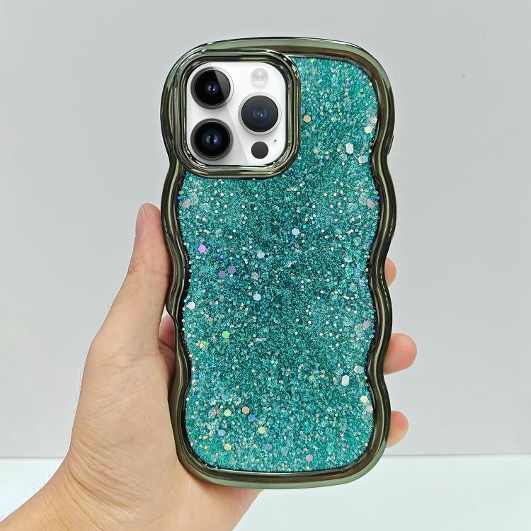For iPhone 13 Pro Max Wave Glitter Sequined Electroplated Phone Case