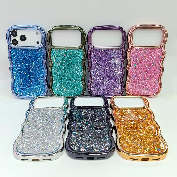 For iPhone Air Wave Glitter Sequined Electroplated Phone Case