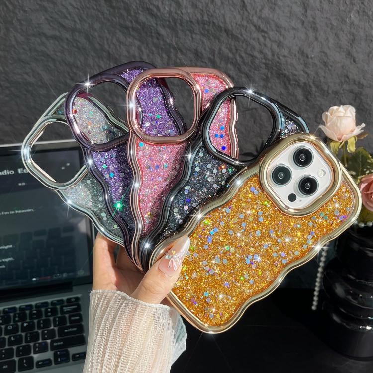 For iPhone Air Wave Glitter Sequined Electroplated Phone Case
