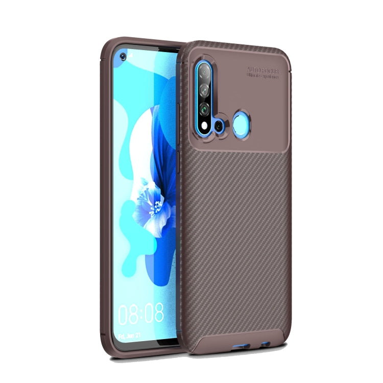 Carbon Fiber Texture Shockproof TPU Case for Huawei Nova 5i / P20 lite 2019(Brown)