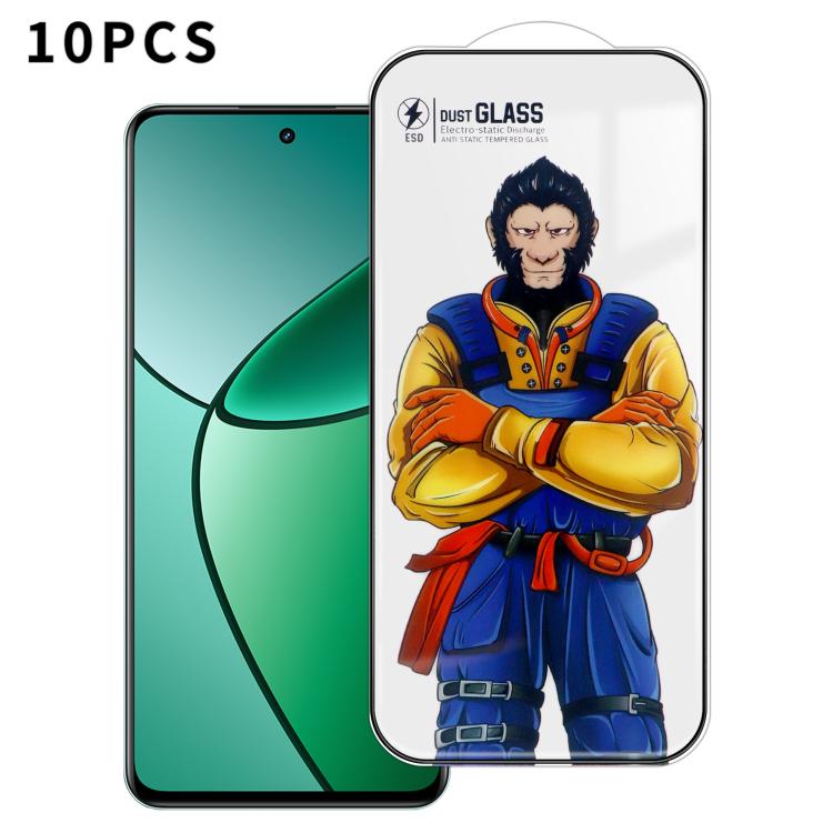 For Realme 12+ 10pcs Armor Super-Strong 3D Curved 120C Anti-Static High-Aluminum Screen-Printed HD Tempered Glass Film