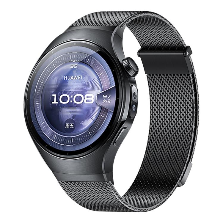 For Huawei Watch 5 46mm Press Button Seamless Interface Milanese Magnetic Stainless Steel Watch Band