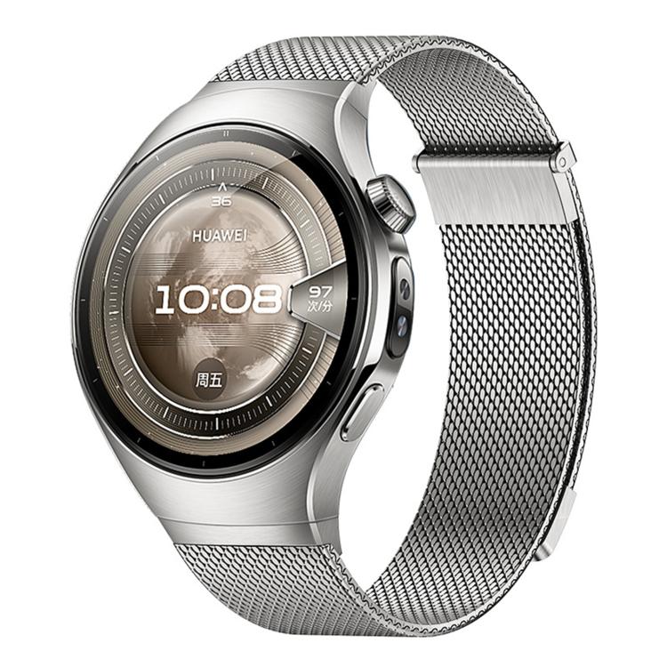For Huawei Watch 5 46mm Press Button Seamless Interface Milanese Magnetic Stainless Steel Watch Band