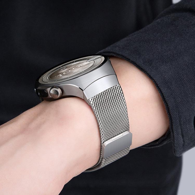 For Huawei Watch 5 46mm Press Button Seamless Interface Milanese Magnetic Stainless Steel Watch Band
