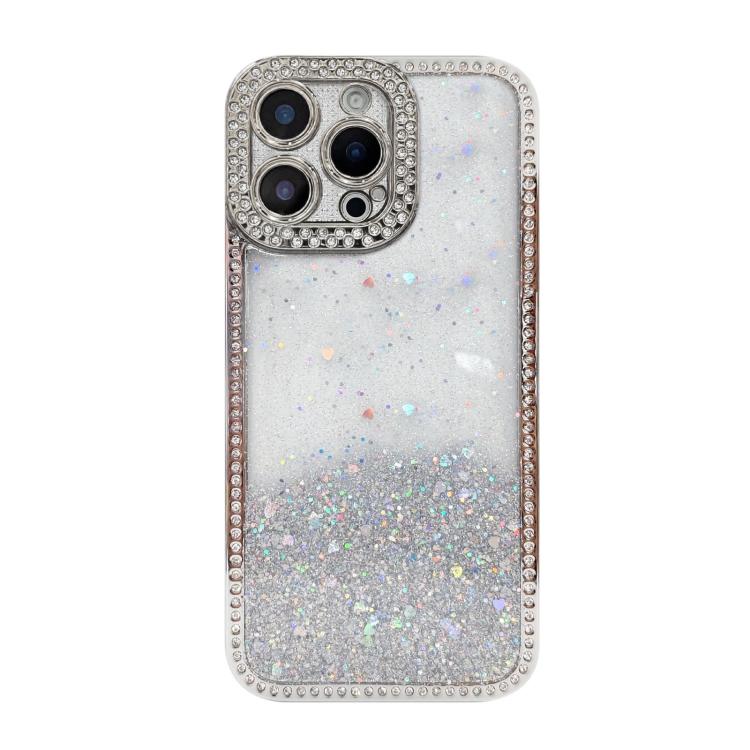 For iPhone 16 Pro Diamond Gradient Glitter Sequins Plated Phone Case