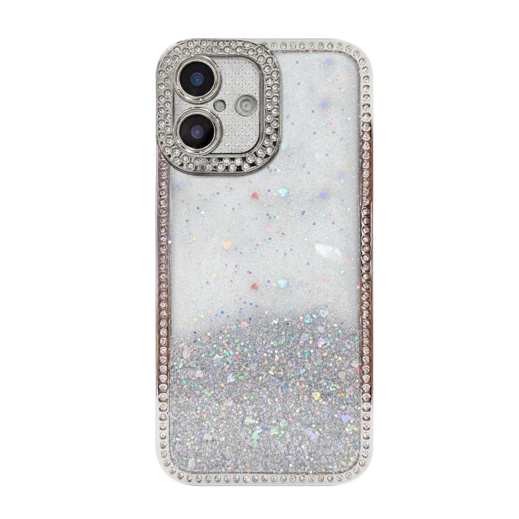 For iPhone 16 Diamond Gradient Glitter Sequins Plated Phone Case