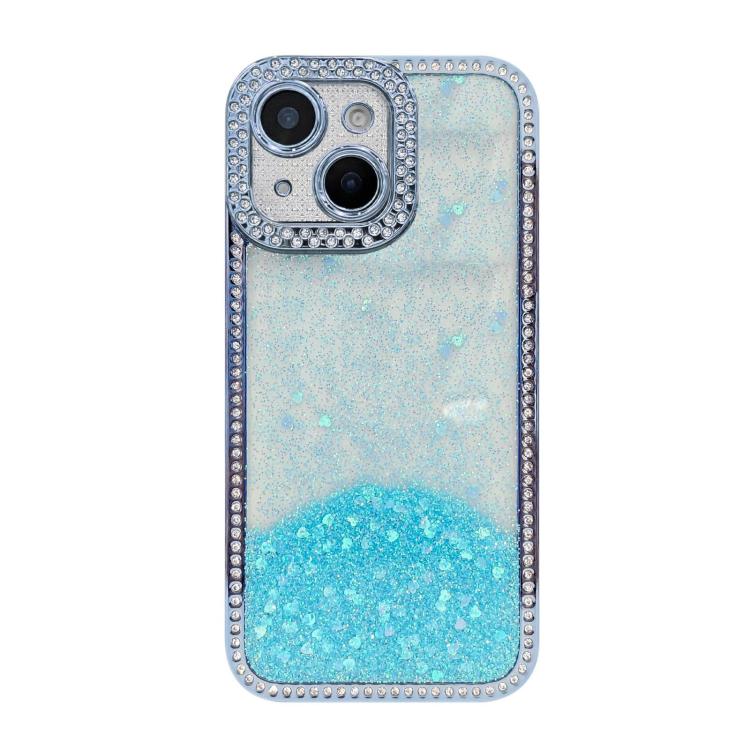 For iPhone 15 Plus Diamond Gradient Glitter Sequins Plated Phone Case