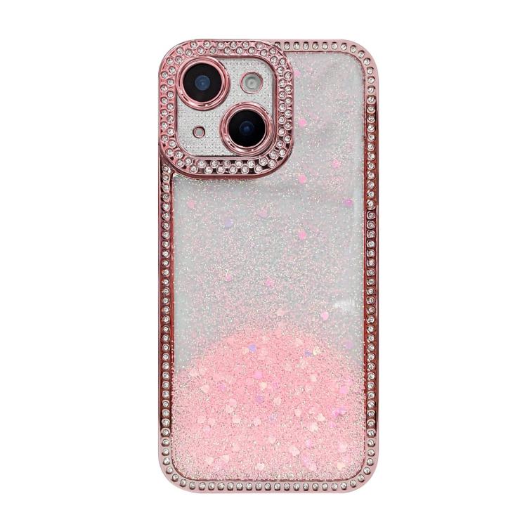 For iPhone 15 Diamond Gradient Glitter Sequins Plated Phone Case