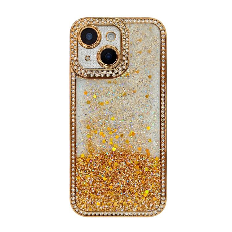 For iPhone 14 Plus Diamond Gradient Glitter Sequins Plated Phone Case