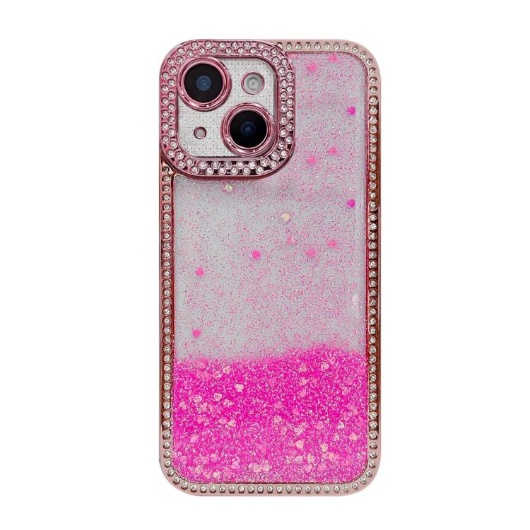 For iPhone 14 Plus Diamond Gradient Glitter Sequins Plated Phone Case