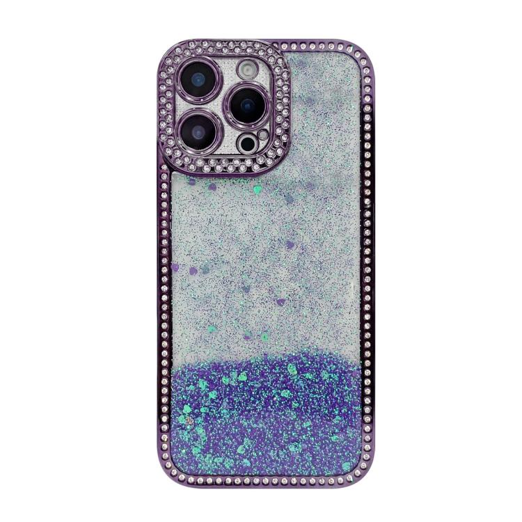 For iPhone 13 Pro Max Diamond Gradient Glitter Sequins Plated Phone Case