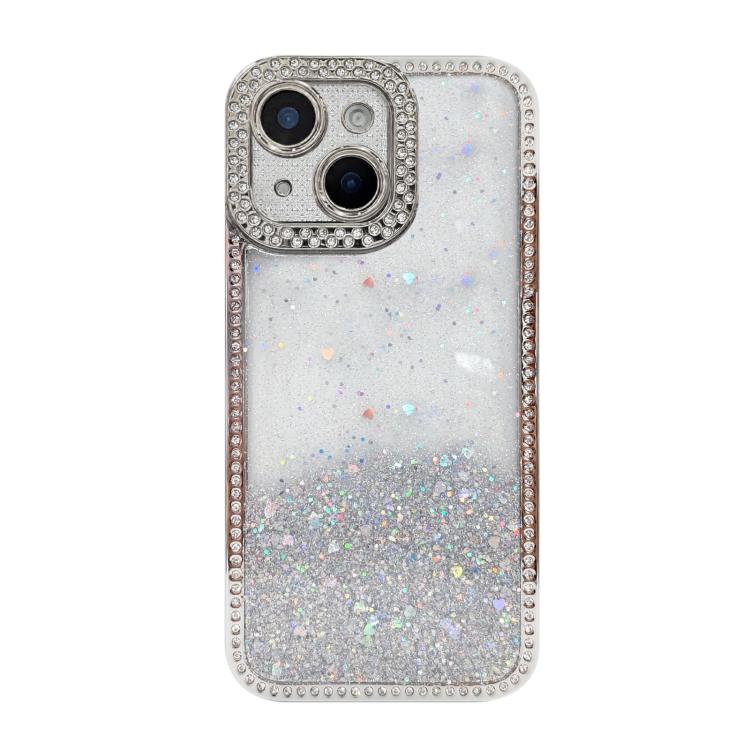 For iPhone 13 Diamond Gradient Glitter Sequins Plated Phone Case